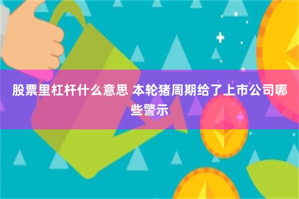 股票里杠杆什么意思 本轮猪周期给了上市公司哪些警示