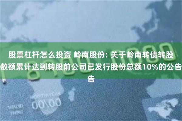 股票杠杆怎么投资 岭南股份: 关于岭南转债转股数额累计达到转股前公司已发行股份总额10%的公告