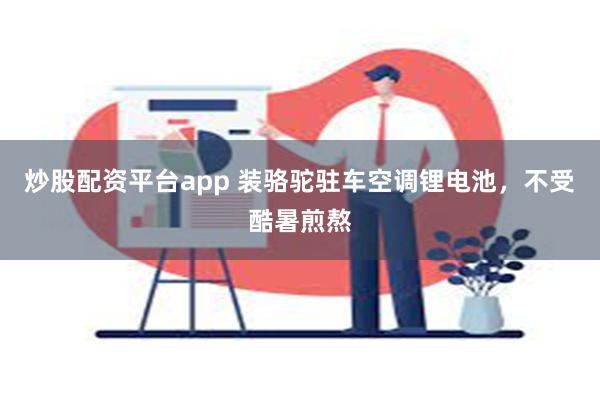 炒股配资平台app 装骆驼驻车空调锂电池，不受酷暑煎熬