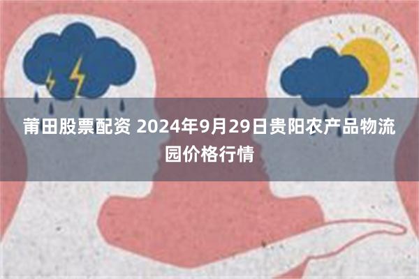 莆田股票配资 2024年9月29日贵阳农产品物流园价格行情