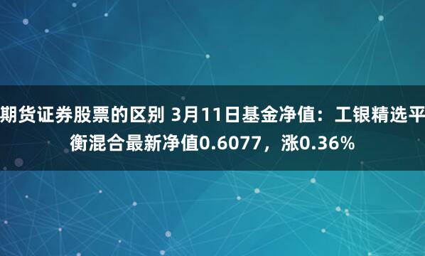 期货证券股票的区别 3月11日基金净值：工银精选平衡混合最新净值0.6077，涨0.36%